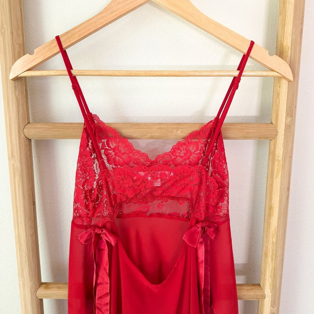 Victoria’s Secret Red Lace Sheer Babydoll Chemise Nightgown Y2K XS - Picture 5 of 8